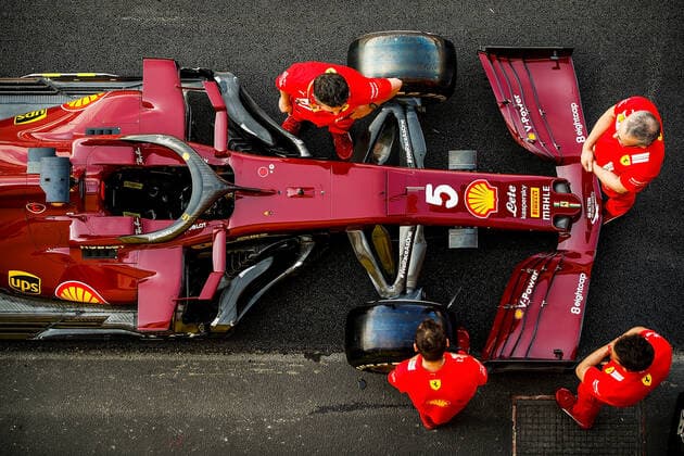 Formula 1 Pirelli Gran Premio Della Toscana Ferrari 1000 2020 10.09.2020, Autodromo Internazionale del Mugello, Mugello, Formula 1 Pirelli Gran Premio Della Toscana Ferrari 1000 2020,im Bild Der Ferrari von Sebastian Vettel (GER 5), Scuderia Ferrari im neuen Design, extra für das 1000 Rennen von Ferrari