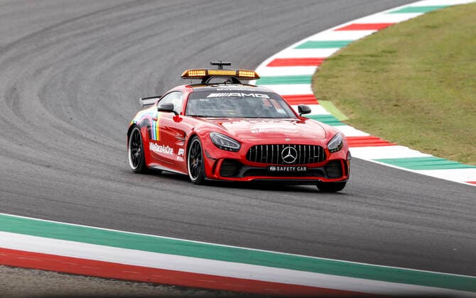 Motorsports: FIA Formula One World Championship, WM, Weltmeisterschaft 2020, Grand Prix of Toscana, F1 Safety Car, Mercedes-AMG GT R with new red varnish Mugello Italy