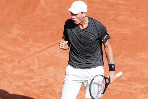 TENNIS - ATP, Tennis Herren Generali Open 2020 KITZBUEHEL,AUSTRIA,11.SEP.20 -TENNIS - ATP World Tour, Generali Open 2020. Image shows the rejoicing of Marc Andrea Huesler (SUI). GEPAxpictures xPatrickxSteiner