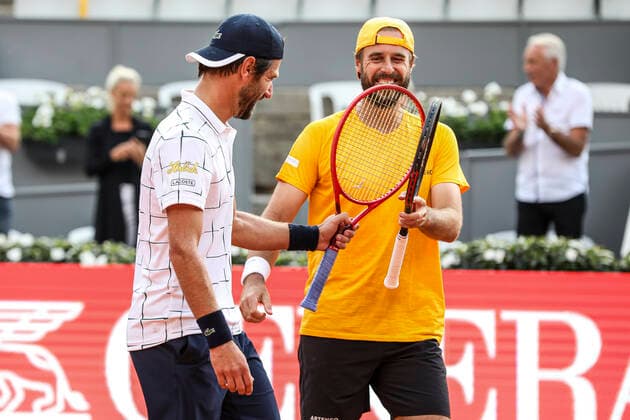 TENNIS - ATP, Tennis Herren Generali Open 2020 KITZBUEHEL,AUSTRIA,11.SEP.20 -TENNIS - ATP World Tour, Generali Open 2020. Image shows the rejoicing of Juergen Maelzer and Oliver Marach (AUT). GEPAxpictures xPatrickxSteiner