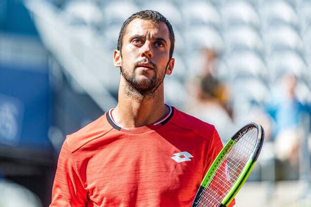12.09.2020, Sportpark, Kitzbuehel, AUT, ATP, Tennis Herren Tour, Generali Open Kitzbuehel, Halbfinale, im Bild Laslo Djere (SRB) Laslo Djere od Serbia during the semifinals match for the Generali Open Tennis Tournament of the ATP Tour at the Sportpark in Kitzbuehel, Austria on 2020 09 12.