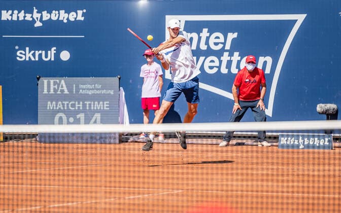 12.09.2020, Sportpark, Kitzbuehel, AUT, ATP, Tennis Herren Tour, Generali Open Kitzbuehel, Halbfinale, im Bild v.l. Vorname Nachname (NAT), Vorname Nachname (NAT) f.l. Englisch during the semifinals match for the Generali Open Tennis Tournament of the ATP Tour at the Sportpark in Kitzbuehel, Austria on 2020 09 12.