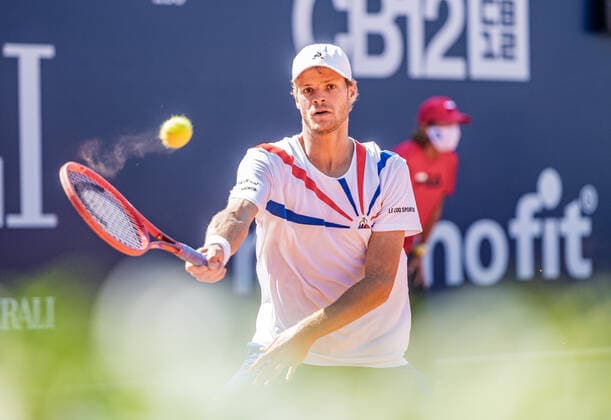 12.09.2020, Sportpark, Kitzbuehel, AUT, ATP, Tennis Herren Tour, Generali Open Kitzbuehel, Halbfinale, im Bild Yannick Hanfmann (GER) Yannick Hanfmann of Germany during the semifinals match for the Generali Open Tennis Tournament of the ATP Tour at the Sportpark in Kitzbuehel, Austria on 2020 09 12.