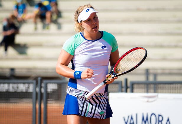 September 12, 2020, Rome, ITALY: Anna-Lena Friedsam of Germany in action against Martina Di Giuseppe of Italy during the first qualifications round at the 2020 Internazionali BNL d Italia WTA, Tennis Damen Premier 5 tennis tournament Rome ITALY - ZUMAa181 20200912_zaa_a181_009 Copyright: xRobxPrangex