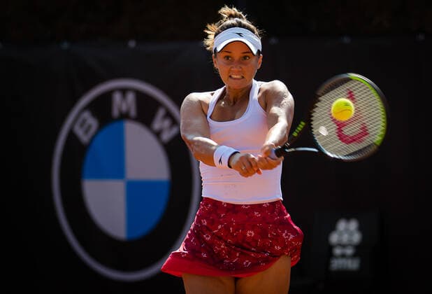 September 12, 2020, Rome, ITALY: Lauren Davis of the United States in action against Kaja Juvan of Slovenia during the first qualifications round at the 2020 Internazionali BNL d Italia WTA, Tennis Damen Premier 5 tennis tournament Rome ITALY - ZUMAa181 20200912_zaa_a181_017 Copyright: xRobxPrangex
