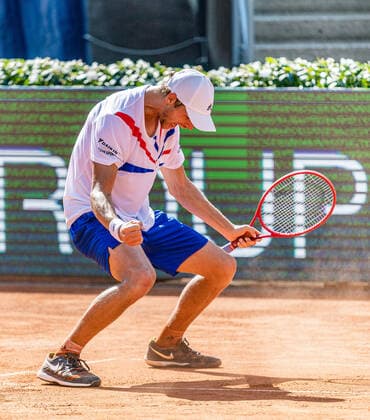 12.09.2020, Sportpark, Kitzbuehel, AUT, ATP, Tennis Herren Tour, Generali Open Kitzbuehel, Halbfinale, im Bild Yannick Hanfmann (GER) Yannick Hanfmann of Germany during the semifinals match for the Generali Open Tennis Tournament of the ATP Tour at the Sportpark in Kitzbuehel, Austria on 2020 09 12.