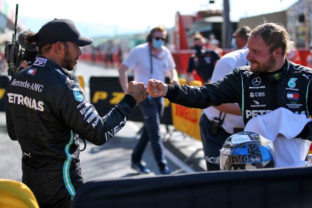 Motorsports: FIA Formula One World Championship, WM, Weltmeisterschaft 2020, Grand Prix of Tuscany Motorsports: FIA Formula One World Championship 2020, Grand Prix of Tuscany, 44 Lewis Hamilton (GBR, Mercedes-AMG Petronas Formula One Team), 77 Valtteri Bottas (FIN, Mercedes-AMG Petronas Formula One Team),