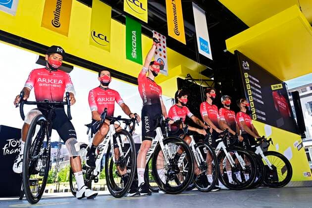 LYON, FRANCE - SEPTEMBER 12 : Team Arkea Samsic during stage 14 of the 107th edition of the 2020 Tour de France cycling race, a stage of 170 kms with start in Clermont-Ferrand and finish in Lyon on September 12, 2020 in Lyon, France, 12 09 2020 CYCLISME : Tour de France - Etape 14 - Clermont-Ferrand a Lyon - 12 09 2020 PhotoNews Panoramic 