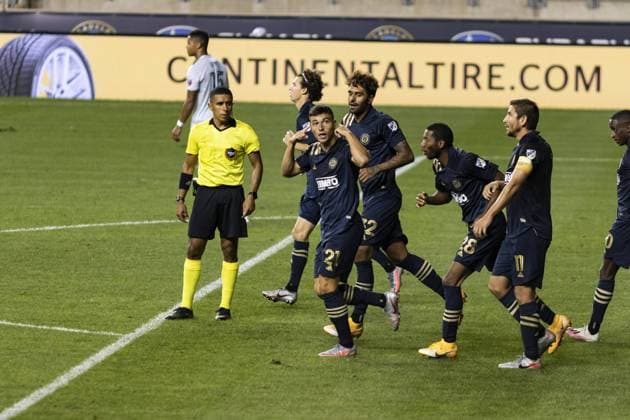 Chester, United States of America, Sept 12th Anthony Fontana celebrates goal during the Major League Soccer game between Philadelphia Union and New England Revolution at Subaru Park in Chester. Morgan Tencza SPP Philadelphia Union v New England Revolution 