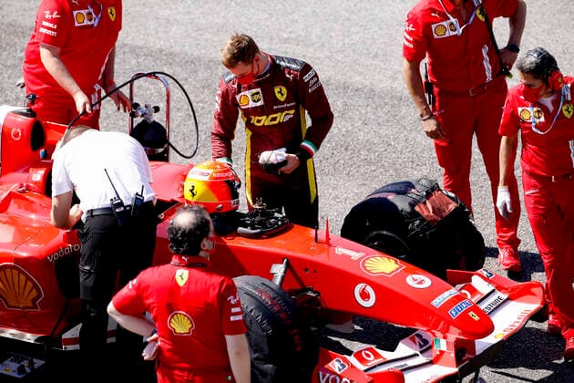 Motorsports: FIA Formula One World Championship, WM, Weltmeisterschaft 2020, Grand Prix of Tuscany, Mick Schumacher (GER) prepares to drive the Ferrari F2004 of his father Michael Schumacher Scarperia Italy