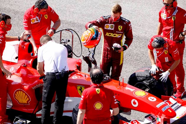Motorsports: FIA Formula One World Championship, WM, Weltmeisterschaft 2020, Grand Prix of Tuscany, Mick Schumacher (GER) prepares to drive the Ferrari F2004 of his father Michael Schumacher Scarperia Italy