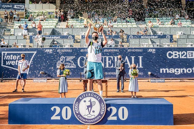 13.09.2020, Sportpark, Kitzbuehel, AUT, ATP, Tennis Herren Tour, Generali Open Kitzbuehel, Finale, im Bild Miomir Kecmanovic (SRB) Miomir Kecmanovic of Serbia during the final match for the Generali Open Tennis Tournament of the ATP Tour at the Sportpark in Kitzbuehel, Austria on 2020 09 13.