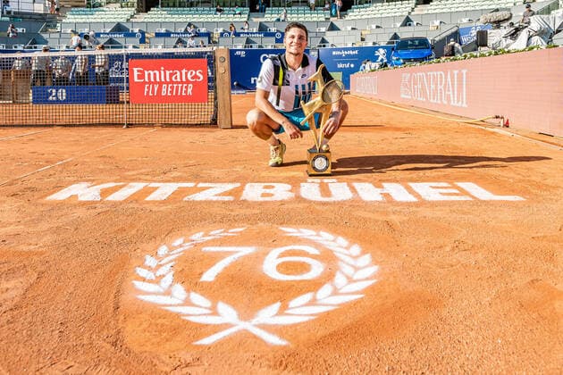 13.09.2020, Sportpark, Kitzbuehel, AUT, ATP, Tennis Herren Tour, Generali Open Kitzbuehel, Finale, im Bild Miomir Kecmanovic (SRB) Miomir Kecmanovic of Serbia during the final match for the Generali Open Tennis Tournament of the ATP Tour at the Sportpark in Kitzbuehel, Austria on 2020 09 13.