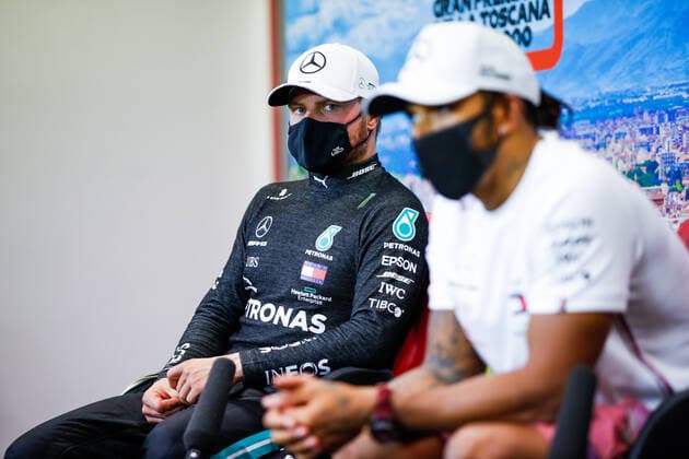Motorsports: FIA Formula One World Championship, WM, Weltmeisterschaft 2020, Grand Prix of Tuscany Motorsports: FIA Formula One World Championship 2020, Grand Prix of Tuscany, 77 Valtteri Bottas (FIN, Mercedes-AMG Petronas Formula One Team), 44 Lewis Hamilton (GBR, Mercedes-AMG Petronas Formula One Team),