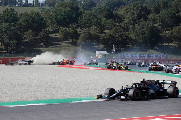 Motorsports: FIA Formula One World Championship, WM, Weltmeisterschaft 2020, Grand Prix of Tuscany Motorsports: FIA Formula One World Championship 2020, Grand Prix of Tuscany, 8 Romain Grosjean (FRA, Haas F1 Team), 33 Max Verstappen (NLD, Aston Martin Red Bull Racing),