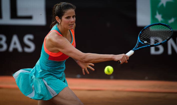 September 14, 2020, Rome, ITALY: Julia Goerges of Germany in action during the first round at the 2020 Internazionali BNL d Italia WTA, Tennis Damen Premier 5 tennis tournament against Danka Kovinic of Montenegro Rome ITALY - ZUMAa181 20200914_zaa_a181_072 Copyright: xRobxPrangex