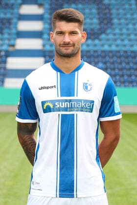 Kai Bruenker Brünker (1. FC Magdeburg,9) - 3. Liga Saison 2020-2021 3. Liga Portraittermin 2020 2021 offizieller Fototermin 1. FC Magdeburg in der MDCC Arena in Magdeburg - Porträt, Portrait,Deutschland, Fussball, Mann, Maenner,GER,10.09.2020