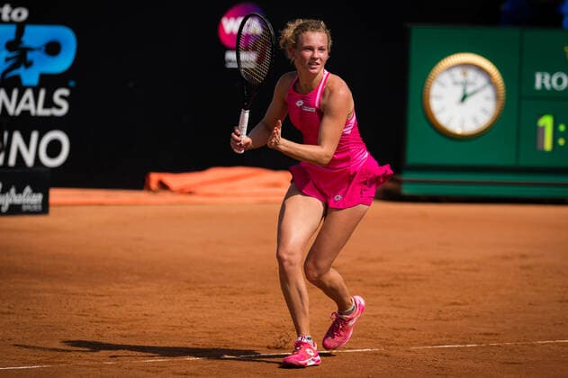 September 15, 2020, Rome, ITALY: Katerina Siniakova of the Czech Republic in action during her first round match at the 2020 Internazionali BNL d Italia WTA, Tennis Damen Premier 5 tennis tournament against Angelique Kerber of Germany Rome ITALY - ZUMAa181 20200915_zaa_a181_015 Copyright: xRobxPrangex