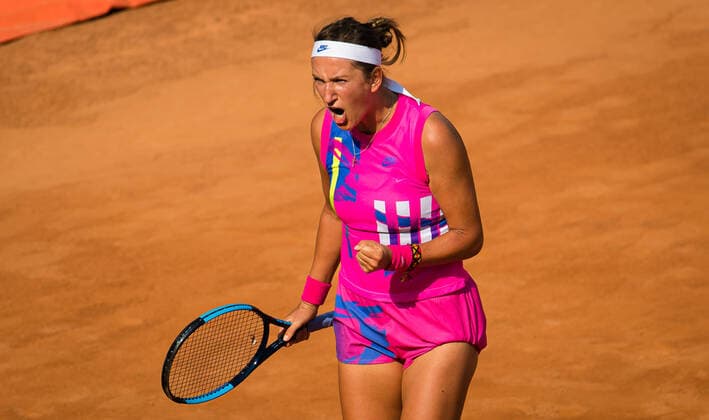 September 16, 2020, Rome, ITALY: Victoria Azarenka of Belarus in action during her first-round match at the 2020 Internazionali BNL d Italia WTA, Tennis Damen Premier 5 tennis tournament against Venus Williams of United States Rome ITALY - ZUMAa181 20200916_zaa_a181_077 Copyright: xRobxPrangex