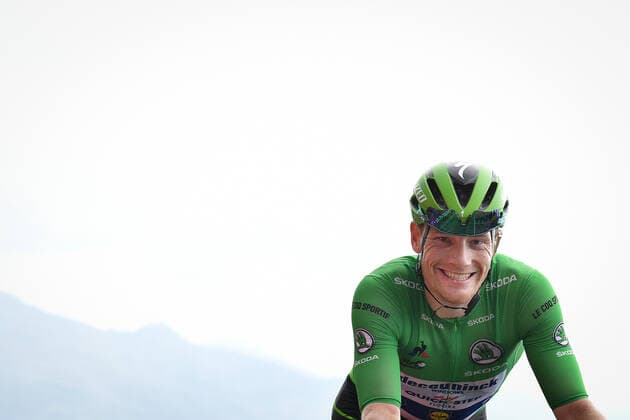 Sam Bennett of Deceuninck - Quick - Step wearing the green jersey pictured in action during stage 17 of the 107th edition of the Tour de France cycling race from Grenoble to Meribel Col de la Loze (170 km), in France, Wednesday 16 September 2020. This year s Tour de France was postponed due to the worldwide Covid-19 pandemic. The 2020 race starts in Nice on Saturday 29 August and ends on 20 September. DAVIDxSTOCKMAN  x2545123x