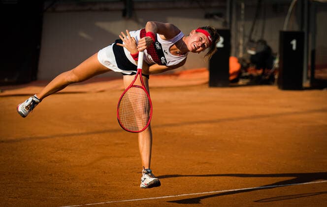 Sport Bilder des Tages September 16, 2020, Rome, ITALY: Marie Bouzkova of the Czech Republic in action during her second-round match at the 2020 Internazionali BNL d Italia WTA, Tennis Damen Premier 5 tennis tournament against Elena Rybakina of Kazakstan Rome ITALY - ZUMAa181 20200916_zaa_a181_104 Copyright: xRobxPrangex