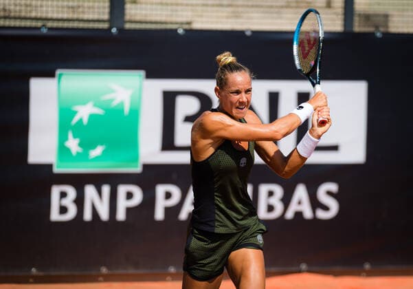 September 17, 2020, Rome, ITALY: Arantxa Rus of the Netherlands in action against Marketa Vondrousova of the Czech Republic during her second-round match at the 2020 Internazionali BNL d Italia WTA, Tennis Damen Premier 5 tennis tournament Rome ITALY - ZUMAa181 20200917_zaa_a181_089 Copyright: xRobxPrangex