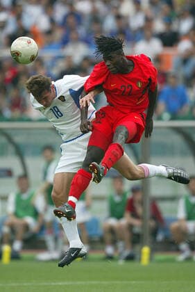 Mbo Mpenza & Dmitri Sennikov Belgium V Russia World Cup Finals Ecopa Stadium, Shizuoka, Japan 14 June 2002  Copyright: Allstar RichardxSelle 12853386