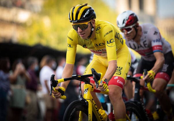 Paris, France, September 20, 2020 - Team UAE Emirates rider Slovenia s Tadej Pogacar wearing the overall leader s yellow jersey rides during the 21st and last stage of the 107th edition of the Tour de France cycling race, 122 km between Mantes-la-Jolie and Champs Elysees  Copyright: xAlexisxSciardx