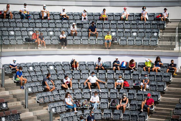 September 20, 2020, Rome, ITALY: Fans maintain social distancing during the semi-final of the 2020 Internazionali BNL d Italia WTA, Tennis Damen Premier 5 tennis tournament Rome ITALY - ZUMAa181 20200920_zaa_a181_021 Copyright: xRobxPrangex