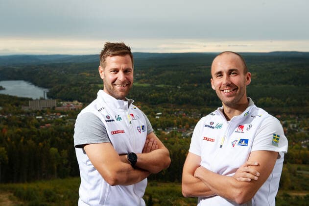 Ski Nordisch, Team Schweden Porträttermin 200921 Tränare Anders Högberg och Lars Ljung poserar för ett porträtt under en pressträff med Sverige den 21 september 2020 i Solleftea. Copyright: NILSxJAKOBSSON BB200921NJ055