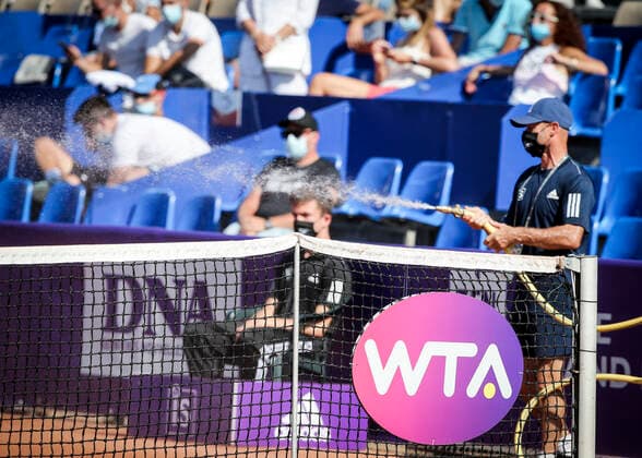 during their WTA, Tennis Damen Open internaionaux de tennis de Strasbourg in Strasbourg on October 22, 2020 TENNIS : Open de Strasbourg - 22 09 2020 ElyxandroCEGARRA PANORAMIC 