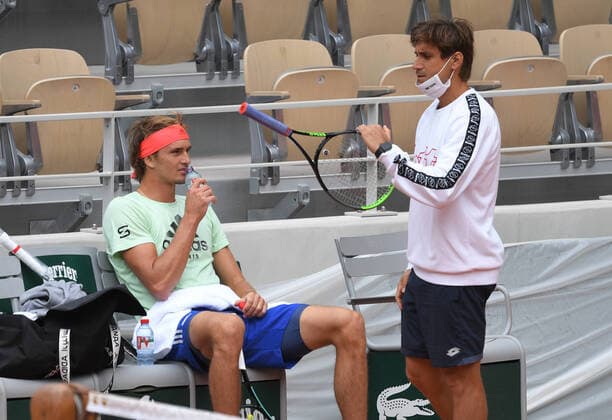 Roland Garros 2020 Alexander Zverev , Germany and his new Coach David Ferrer ,Spain