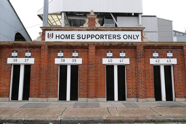 23rd September 2020; Craven Cottage, London, England; English Football League Cup, Carabao Cup Football, Fulham versus Sheffield Wednesday; Home Supports Only entrance at the Johnny Haynes and Hammersmith stand corner  ActionPlus12235845 JohnxPatrickxFletcher