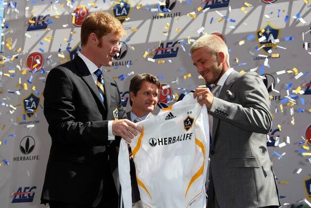 Alexi Lalas, Frank Yallop, David Beckham Los Angeles Galaxy David Beckham press conference, PK, Pressekonferenz Home Depot Center, Carson, California, Usa 13 July 2007 Y GALAXY PRESIDENT, HEAD COACH, BECKHAM  Copyright: Allstar GrahamxWhitby 12876477