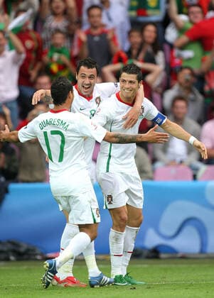 Quaresma,Almedia & Ronaldo Czech V Portugal Czech V Portugal,Euro 2008 Stade De Geneve, Geneve, Switzerland 11 June 2008 Copyright: Allstar RichardxSelle 12891796