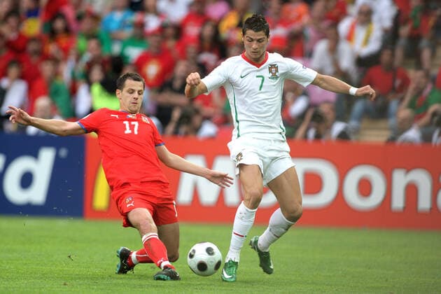 Marek Matejovsky & Cristiano Ronaldo Czech Republic V Portugal Czech V Portugal,Euro 2008 Stade De Geneve, Geneve, Switzerland 11 June 2008 Copyright: Allstar RichardxSelle 12891940