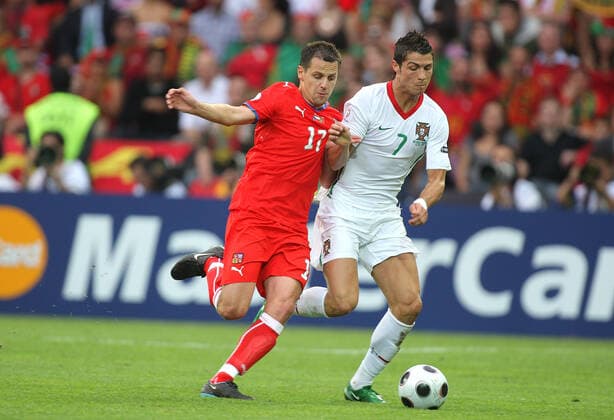 Marek Matejovsky & Cristiano Ronaldo Czech Republic V Portugal Czech V Portugal,Euro 2008 Stade De Geneve, Geneve, Switzerland 11 June 2008 Copyright: Allstar RichardxSelle 12892075
