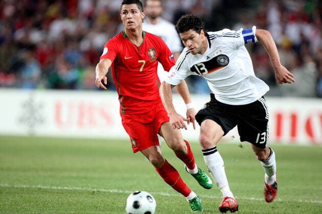 Michael Ballack & Ronaldo Portugal V Germany Portugal V Germany, Euro 2008 St. Jakob-Park, Basel, Switzerland 19 June 2008 Copyright: Allstar RichardxSelle 12893107