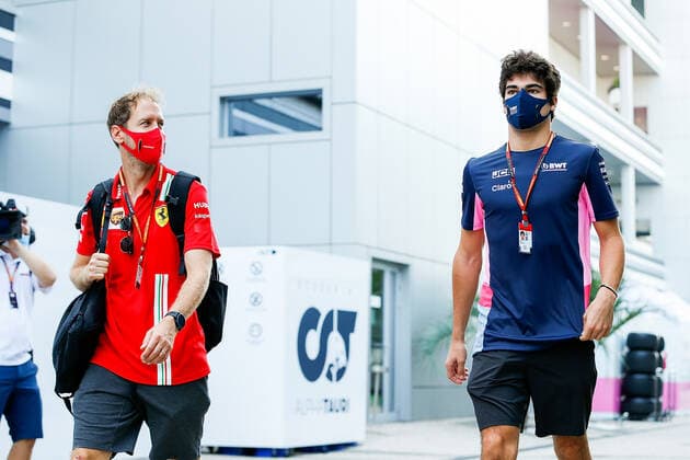 FORMULA 1 VTB RUSSIAN GRAND PRIX 2020 26.09.2020, Sochi Autodrom, Sochi, FORMULA 1 VTB RUSSIAN GRAND PRIX 2020, im Bild Teamkollegen im nächsten Jahr: Sebastian Vettel (GER 5), Scuderia Ferrari und Lance Stroll (CAN 18), BWT Racing Point F1 Team