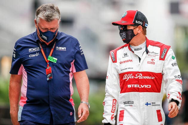 FORMULA 1 VTB RUSSIAN GRAND PRIX 2020 26.09.2020, Sochi Autodrom, Sochi, FORMULA 1 VTB RUSSIAN GRAND PRIX 2020 , im Bild Teamchef Otmar Szafnauer (BWT Racing Point F1 Team), Kimi Raikkonen (FIN 7), Alfa Romeo Racing ORLEN