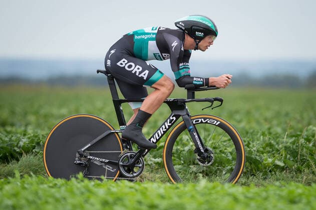Rüdiger Rudi Selig (GER - BORA-hansgrohe) - Aktion Rennszene - Querformat - quer - horizontal - Event Veranstaltung: 16. Binck Bank Tour - 4.Etappe - Stage 4: Riemst nach to Riemst 8.1 km Einzelzeitfahren - I.T.T. - Individual Time Trial - Contre la Montre Individual - Ort Location: Riemst - Region: Flandern - Vlaanderen - Provinz: Limburg - Land Country: Belgien - Belgium - Belgie - Datum Date: 02.10.2020