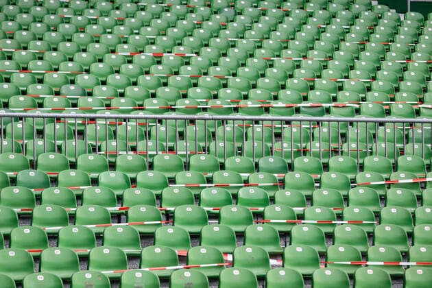 03.10.2020, xtgx, Fussball 1. Bundesliga, SV Werder Bremen - Arminia Bielefeld emspor, v.l. Symbofoto, Symbolbild, leeres Weserstadion, keine Zuschauer, Fans, Publikum, Geisterspiel , abgesperrte Sitze (DFL DFB REGULATIONS PROHIBIT ANY USE OF PHOTOGRAPHS as IMAGE SEQUENCES and or QUASI-VIDEO) Bremen *** 03 10 2020, xtgx, Fussball 1 Bundesliga, SV Werder Bremen Arminia Bielefeld emspor, v l symbol photo, symbol image, empty Weser stadium, no spectators, fans, audience, ghost game, blocked seats DFL DFB REGULATIONS PROHIBIT ANY USE OF PHOTOGRAPHS as IMAGE SEQUENCES and or QUASI VIDEO Bremen
