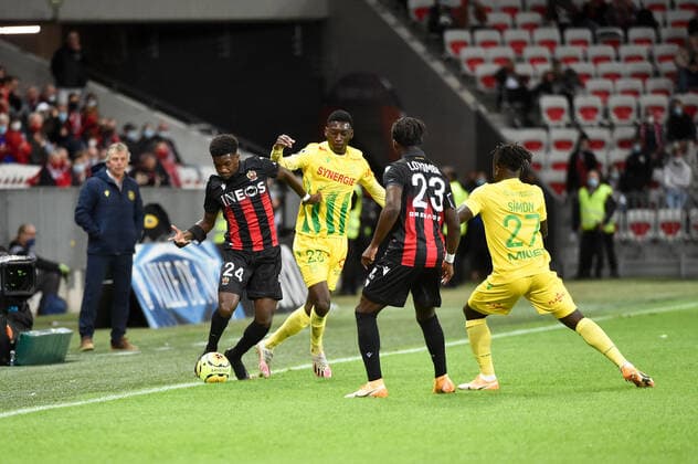 23 RANDAL KOLO MUANI (NAN) - 24 ANDY PELMARD (NICE) FOOTBALL : Nice vs Nantes - Ligue 1 Uber Eats - 03 10 2020 FEP Panoramic 
