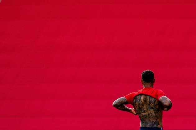 201005 The tattoos of Joshua King of the Norwegian national football team during a training session October 5, 2020 in Oslo. Photo: Vegard Wivestad Grott BILDBYRAN kod VG VG0046 bbeng fotball football fotboll UEFA EURO, EM, Europameisterschaft,Fussball 2020 em-kvalifisering em-kvalik playoff norge norway trening träning training tatovering *** 201005 The tattoos of Joshua King of the Norwegian national football team during a training session October 5, 2020 in Oslo Photo Vegard Wivestad Grott BILDBYRAN code VG VG0046 bbeng football football football uefa euro 2020,  Copyright: VEGARDxWIVESTADxGRoTT BB201005VG025