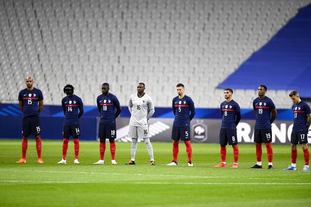 HOMMAGE AUX VICTIMES DES INTEMPERIES * FAIR PLAY - EQUIPE DE FRANCE DE FOOTBALL FOOTBALL : France vs Ukraine - Match Amical - 07 10 2020 FEP Panoramic 