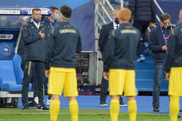 Andrei Chevtchenko - entraineur Manager (Ukr) FOOTBALL : France vs Ukraine - Match Amical - Paris 07 10 2020 JBAutissier Panoramic 