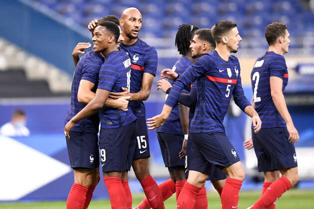 JOIE - FAIR PLAY - 15 STEVEN NZONZI (FRA) - 19 ANTHONY MARTIAL (FRA) FOOTBALL : France vs Ukraine - Match Amical - 07 10 2020 FEP Panoramic 