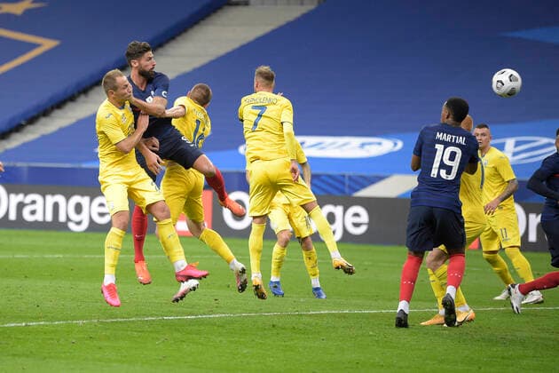 but de GIROUD OLIVIER (France) FOOTBALL : France vs Ukraine - Match Amical - Paris 07 10 2020 JBAutissier Panoramic 