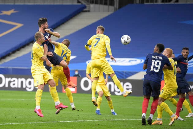 but de GIROUD OLIVIER (France) FOOTBALL : France vs Ukraine - Match Amical - Paris 07 10 2020 JBAutissier Panoramic 