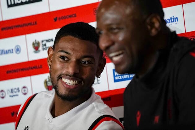 Jeff Reine Adelaide (OGC Nice) - Patrick Vieira (entraineur de l OGC Nice) FOOTBALL : OGC Nice Presentation de Jeff Reine Adelaide - Nice - 08 10 2020 NorbertScanella PanoramiC 